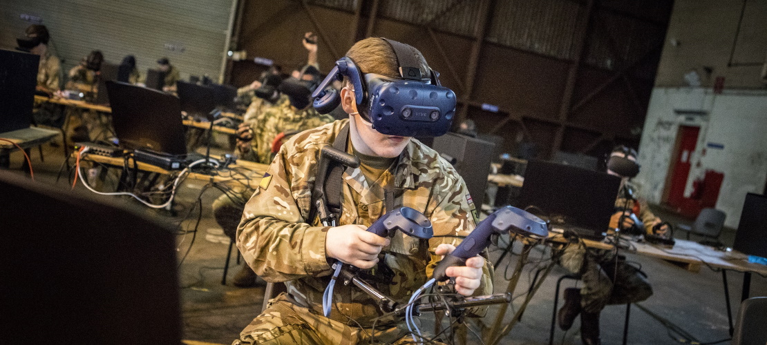 Soldier using VR