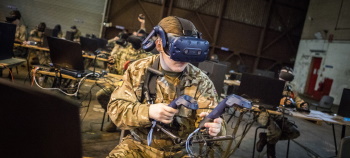 Soldier using VR